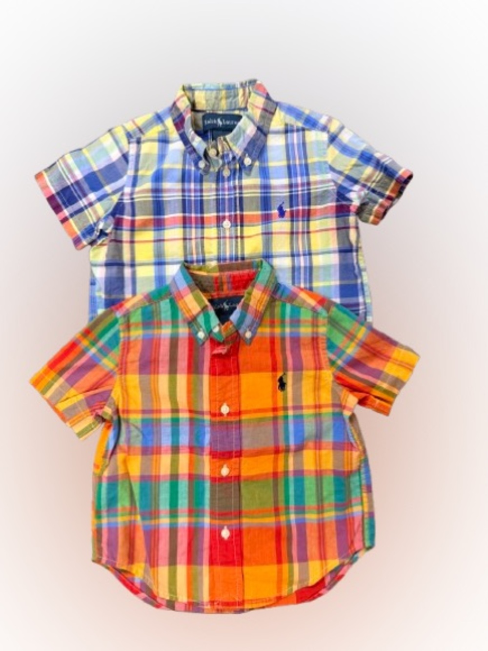 Ralph Lauren Baby Boys 18M Madras Plaid Button Down Shirts Lot of 2
